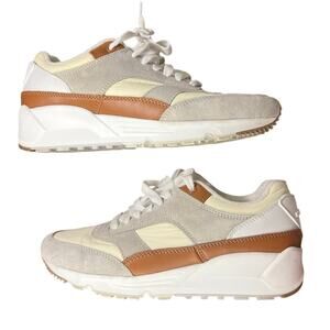 Saint Laurent Bump Brown Cream Trainers Sneakers Size 39 US 8.5